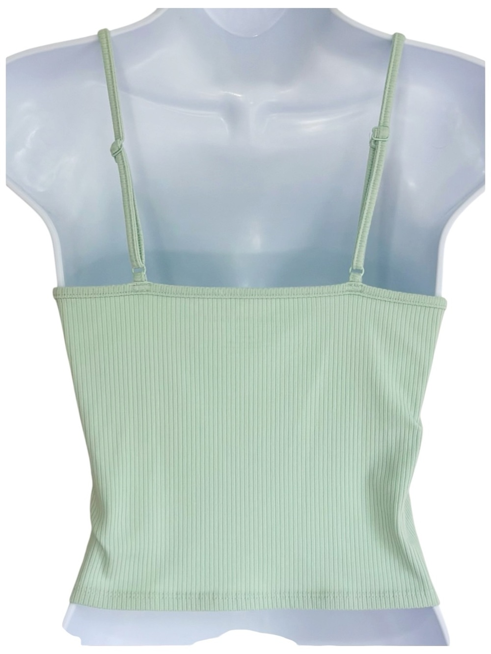 AMERICAN EAGLE Mint Green Ribbed Crop Cami Tank Top Adjustable Straps Medium - Picture 3 of 7